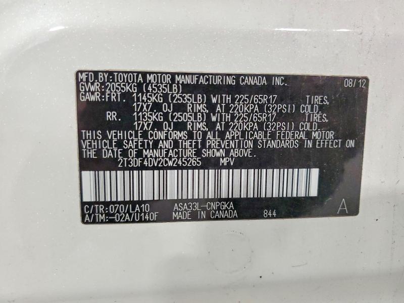 2012 TOYOTA RAV4 LIMITED — Фото 13 из 13