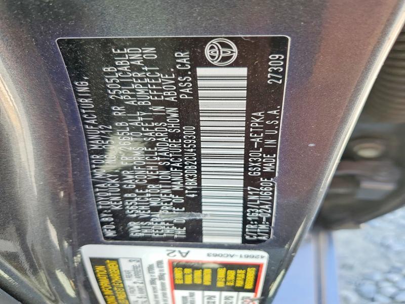 4T1BK3DB2CU459300 2012 TOYOTA AVALON photo no. 12