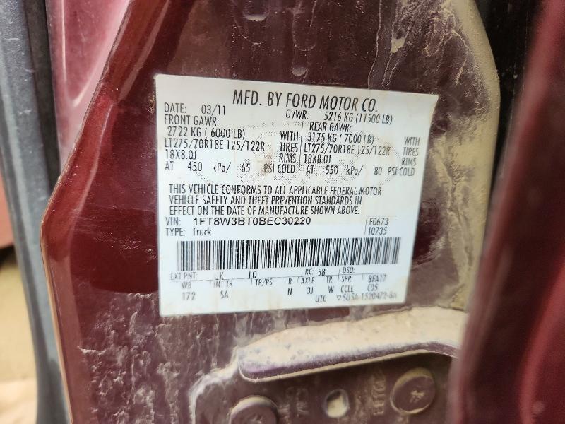 1FT8W3BT0BEC30220 2011 FORD F350 photo no. 12