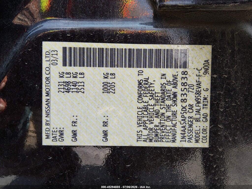 1N4AA5AP5DC835838 2013 NISSAN MAXIMA photo no. 9