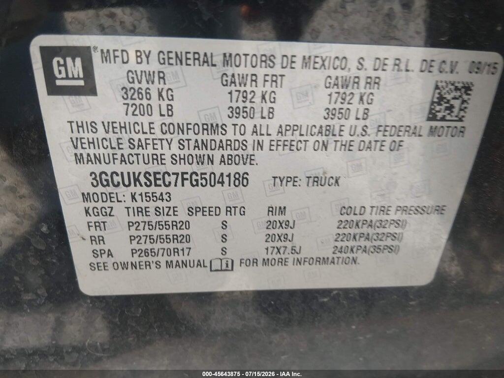3GCUKSEC7FG504186 2015 CHEVROLET SILVERADO 1500 photo no. 9