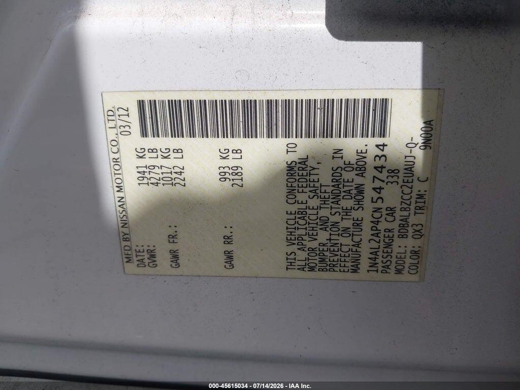 1N4AL2AP4CN547434 2012 NISSAN ALTIMA photo no. 9