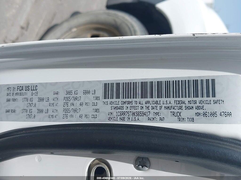 1C6RR7ST0KS659417 2019 RAM 1500 CLASSIC photo no. 9