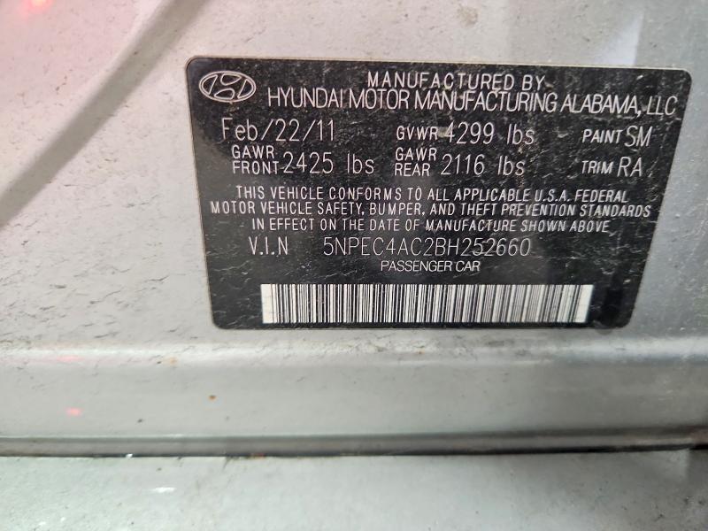 5NPEC4AC2BH252660 2011 HYUNDAI SONATA photo no. 12
