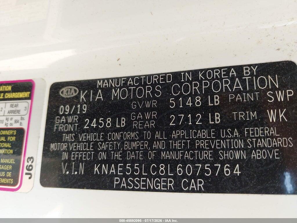 KNAE55LC8L6075764 2020 KIA STINGER photo no. 9