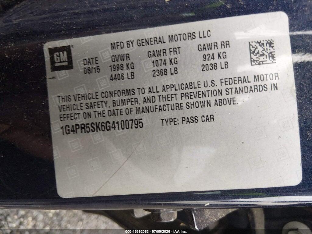 1G4PR5SK6G4100795 2016 BUICK VERANO photo no. 9