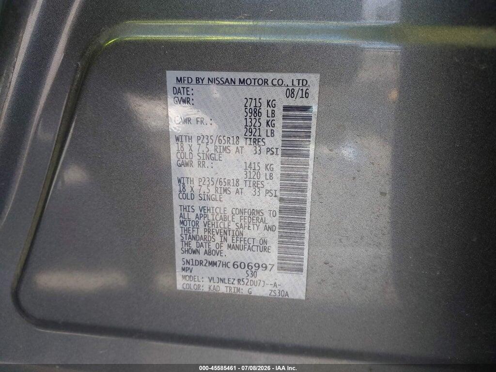 5N1DR2MM7HC606997 2017 NISSAN PATHFINDER photo no. 9