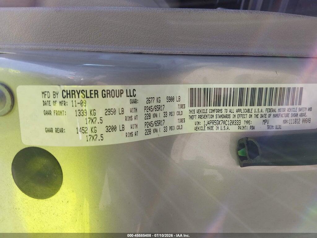 1J4PR5GK7AC120333 2010 JEEP GRAND CHEROKEE photo no. 9