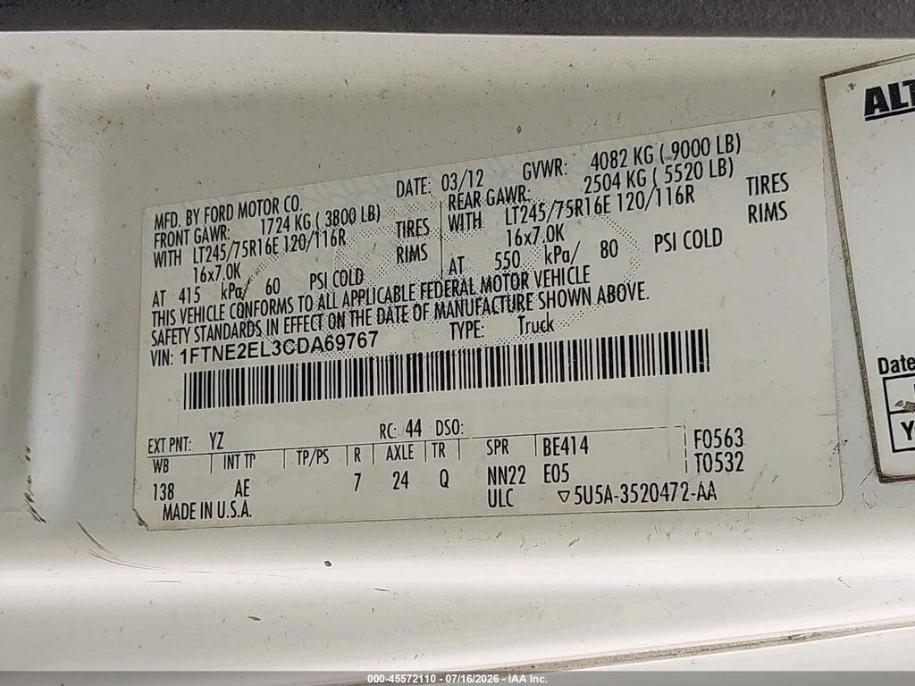 1FTNE2EL3CDA69767 2012 FORD E-250 photo no. 9