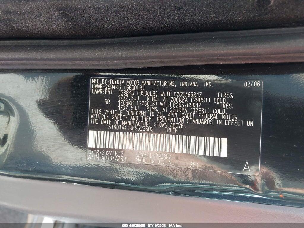 5TBDT44196S523602 2006 TOYOTA TUNDRA photo no. 9