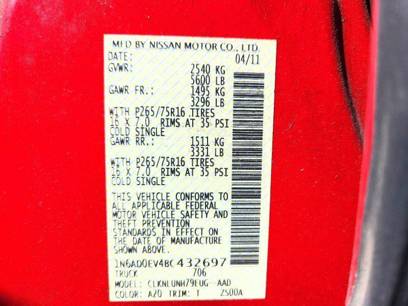 1N6AD0EV4BC432697 2011 NISSAN FRONTIER photo no. 12