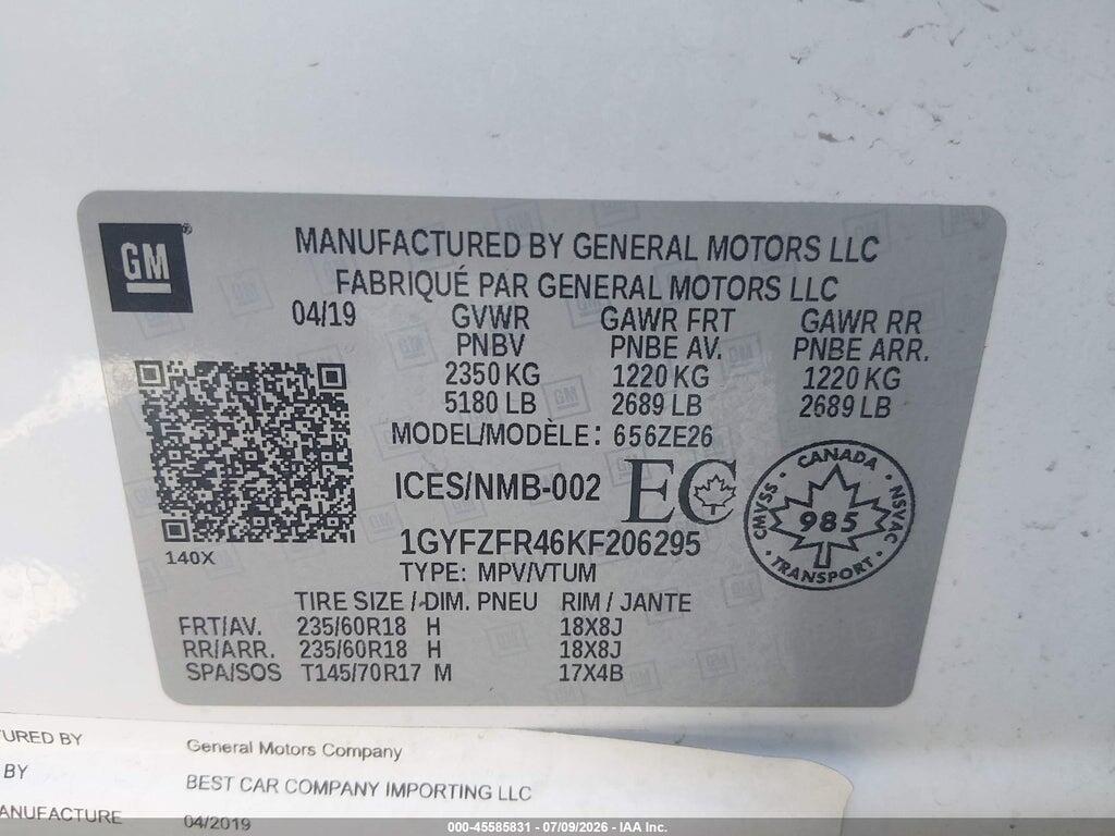 1GYFZFR46KF206295 2019 CADILLAC XT4 photo no. 9