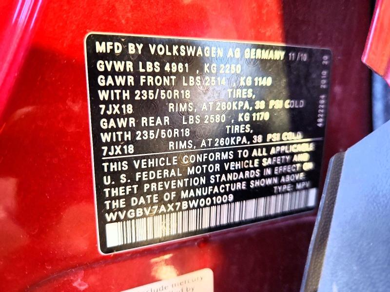 2011 VOLKSWAGEN TIGUAN S/SE/SEL — Фото 13 из 13