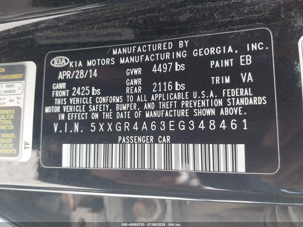5XXGR4A63EG348461 2014 KIA OPTIMA photo no. 9