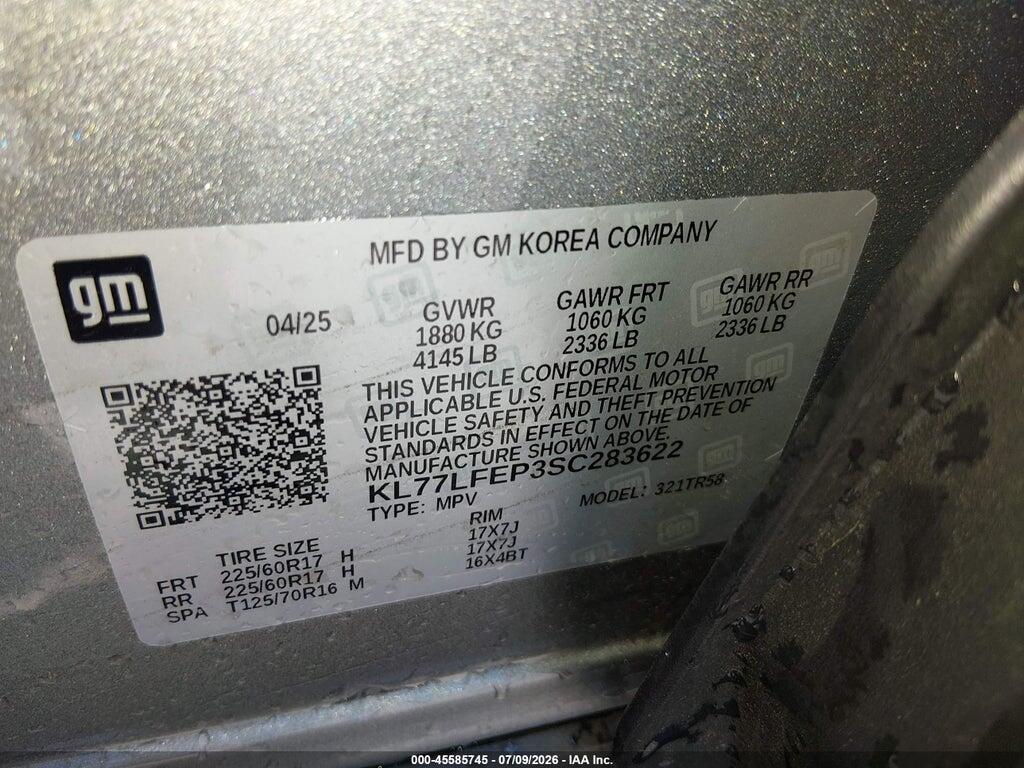 KL77LFEP3SC283622 2025 CHEVROLET TRAX photo no. 9