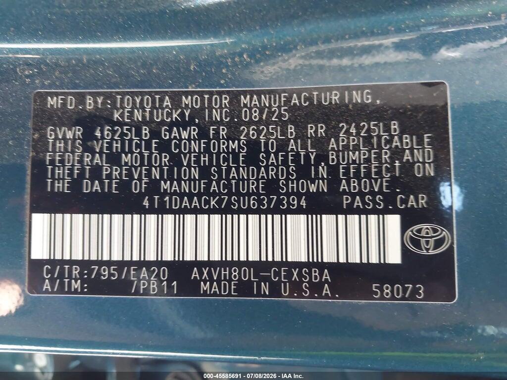 4T1DAACK7SU637394 2025 TOYOTA CAMRY photo no. 9