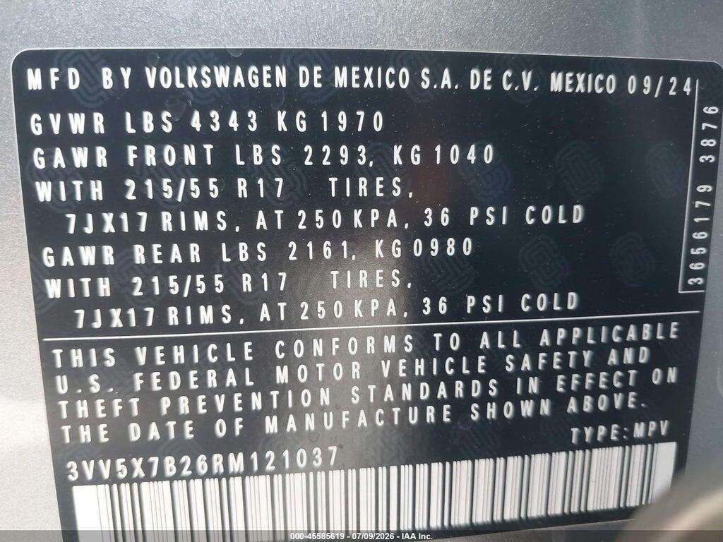 3VV5X7B26RM121037 2024 VOLKSWAGEN TAOS photo no. 9