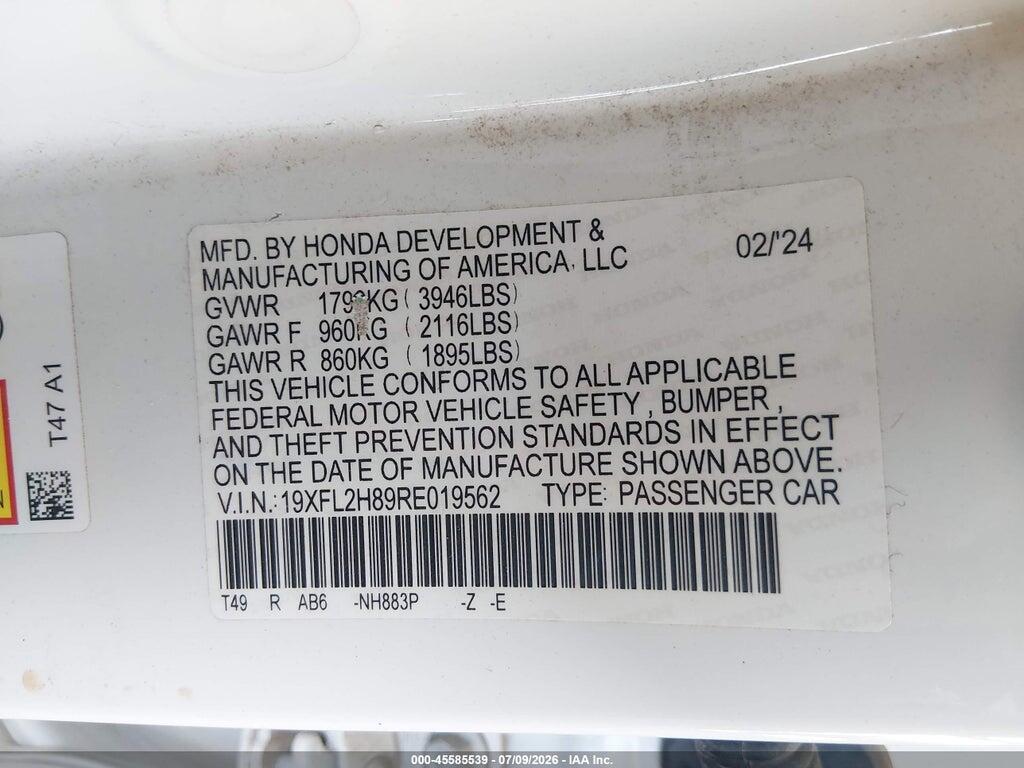 19XFL2H89RE019562 2024 HONDA CIVIC photo no. 9