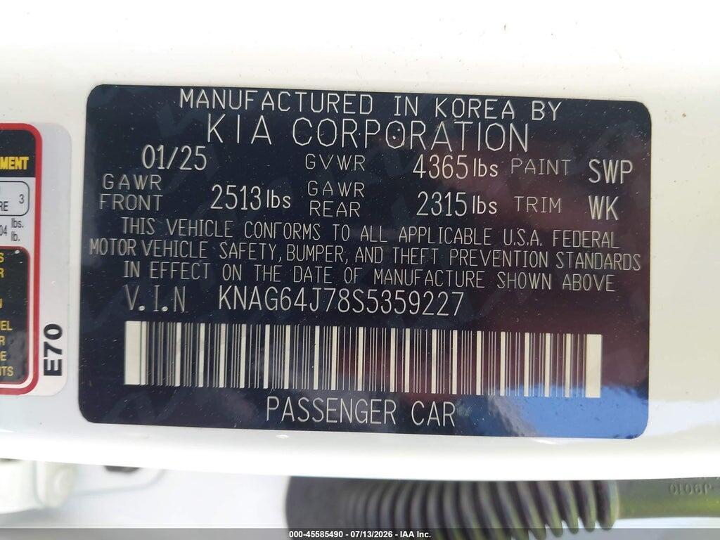 KNAG64J78S5359227 2025 KIA K5 photo no. 9