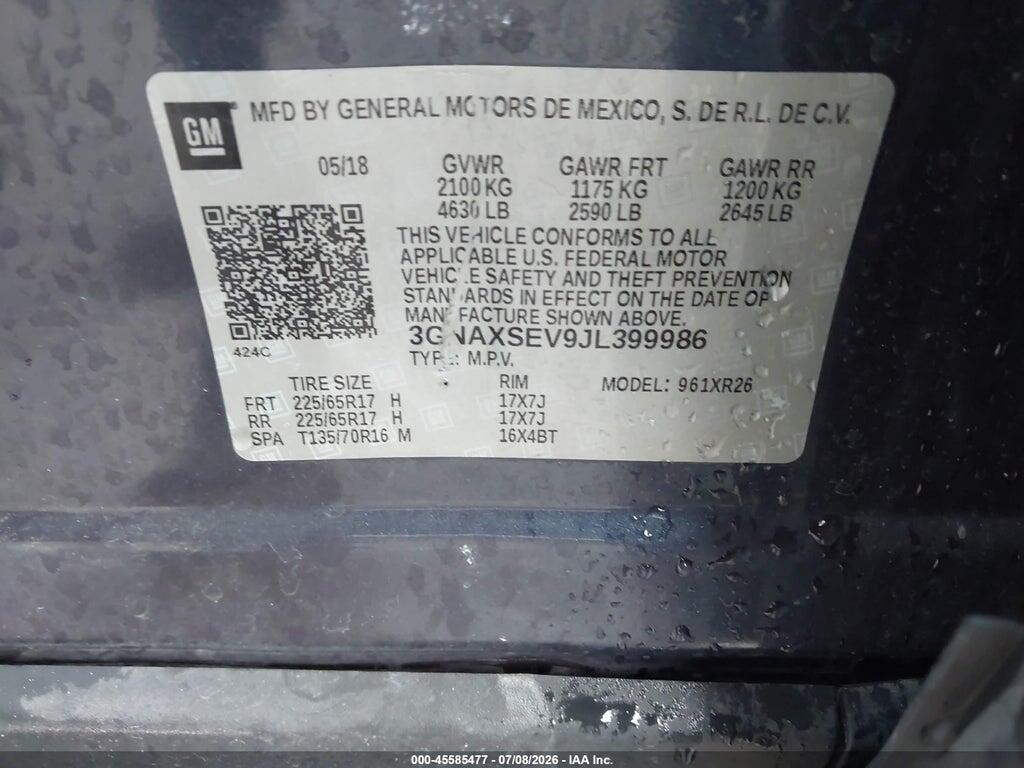 3GNAXSEV9JL399986 2018 CHEVROLET EQUINOX photo no. 9