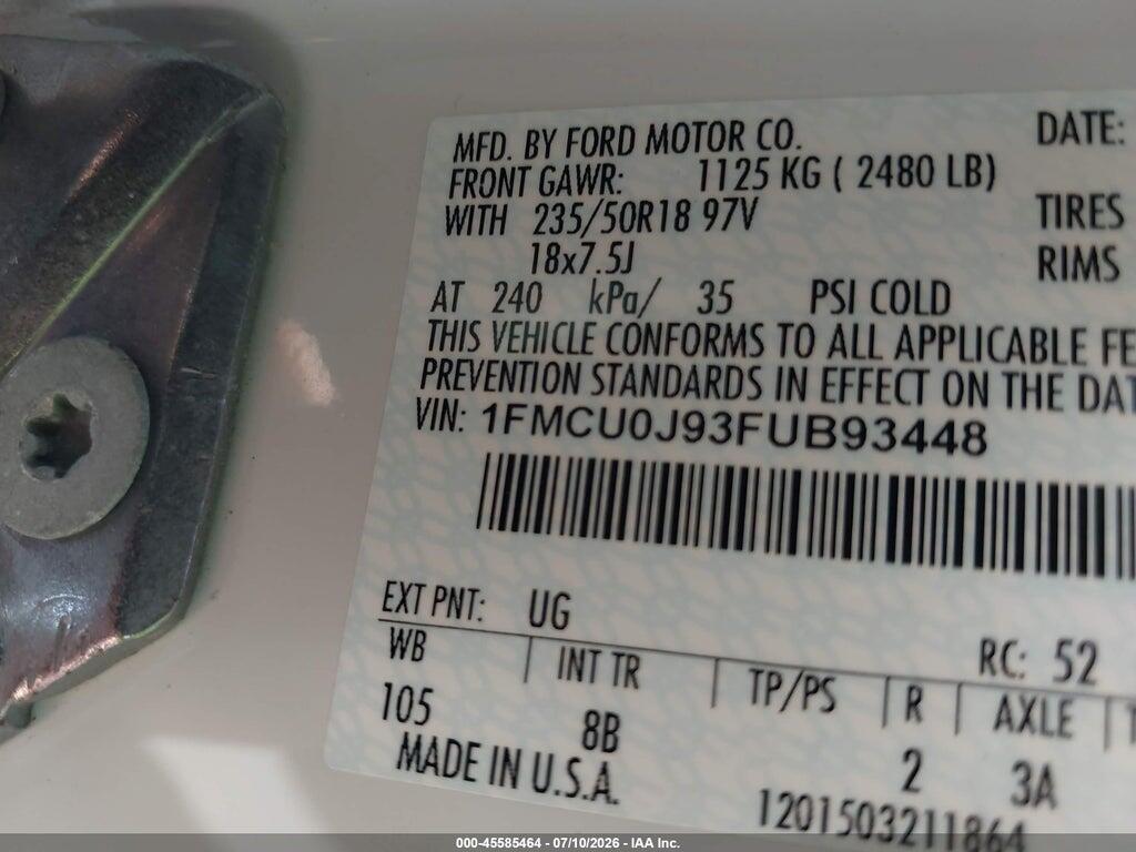 1FMCU0J93FUB93448 2015 FORD ESCAPE photo no. 9
