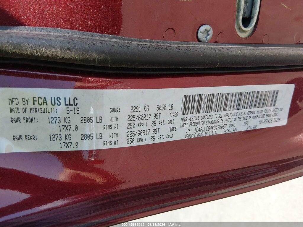 1C4PJLCB4KD470067 2019 JEEP CHEROKEE photo no. 9