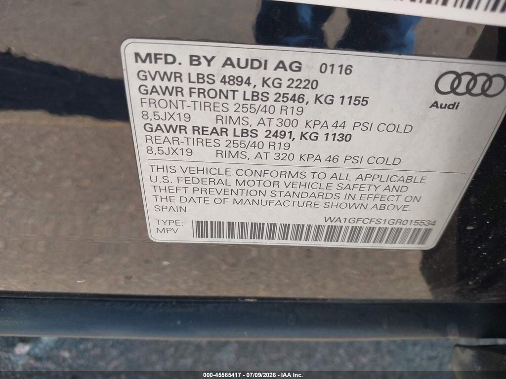 WA1GFCFS1GR015534 2016 AUDI Q3 photo no. 9