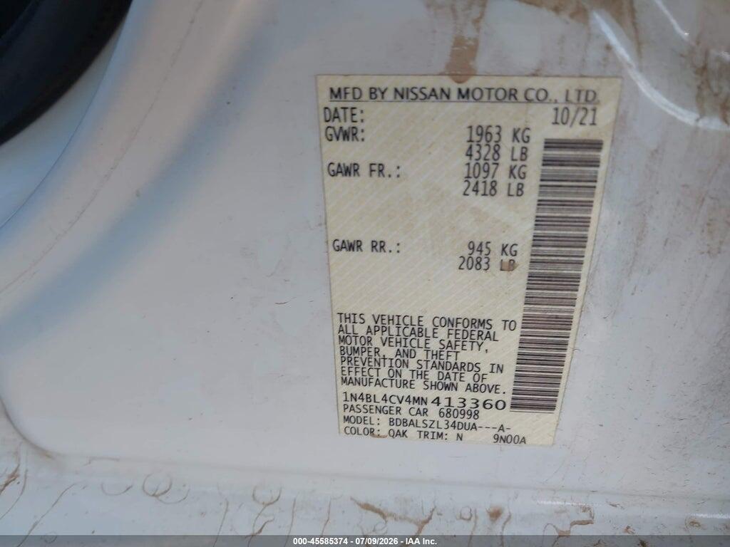 1N4BL4CV4MN413360 2021 NISSAN ALTIMA photo no. 9