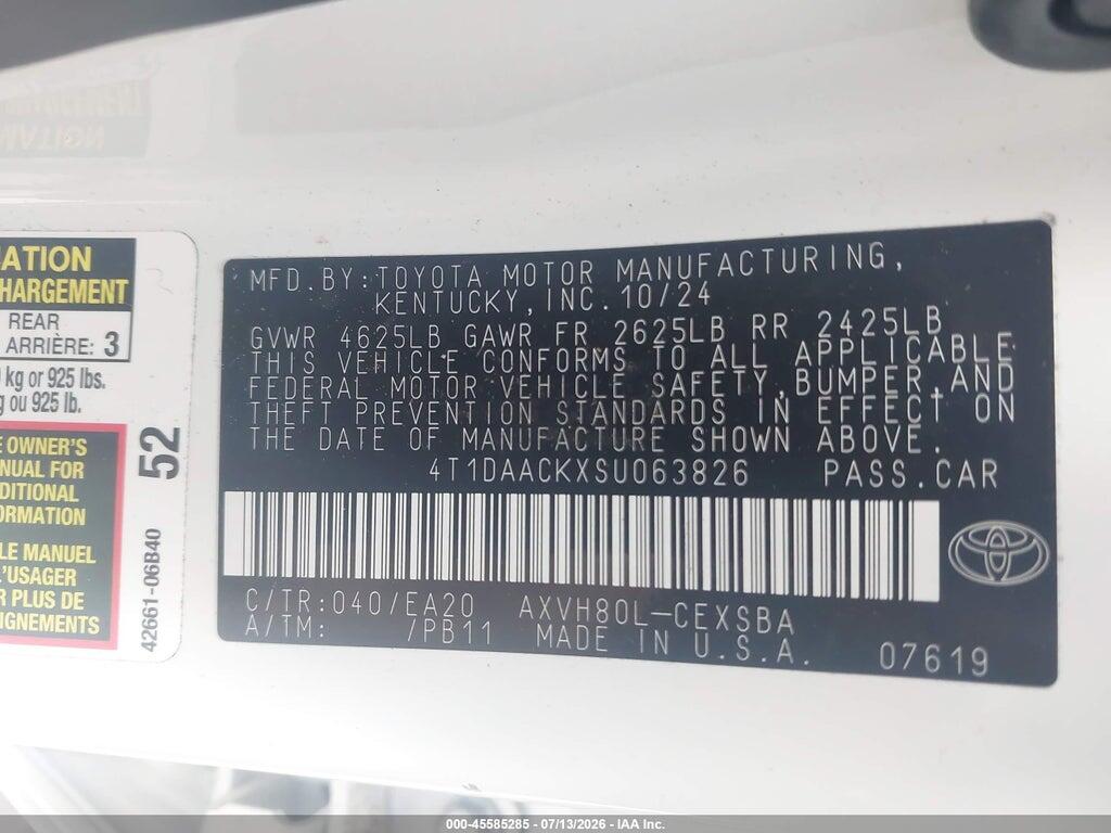 4T1DAACKXSU063826 2025 TOYOTA CAMRY photo no. 9