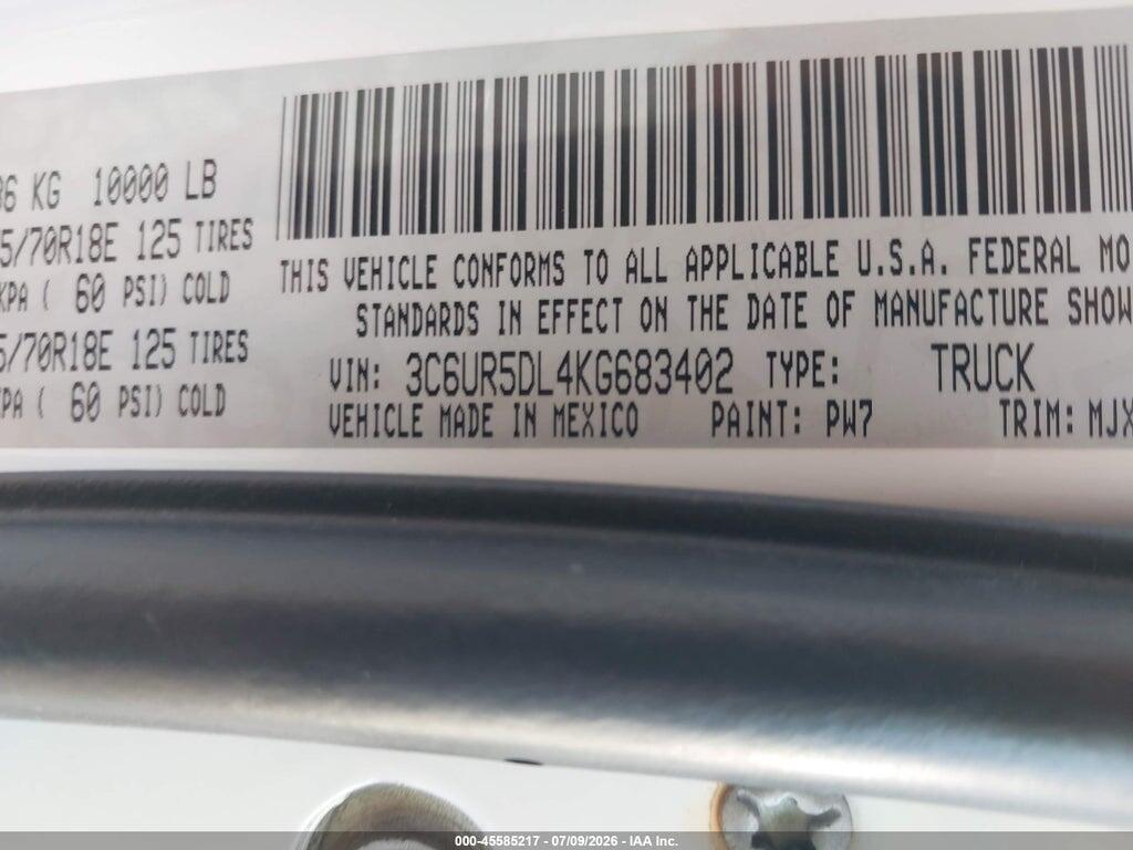 3C6UR5DL4KG683402 2019 RAM 2500 photo no. 9