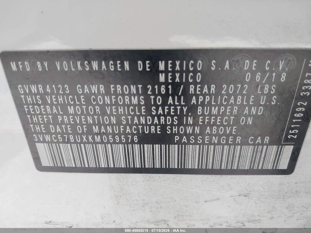 3VWC57BUXKM059576 2019 VOLKSWAGEN JETTA photo no. 9