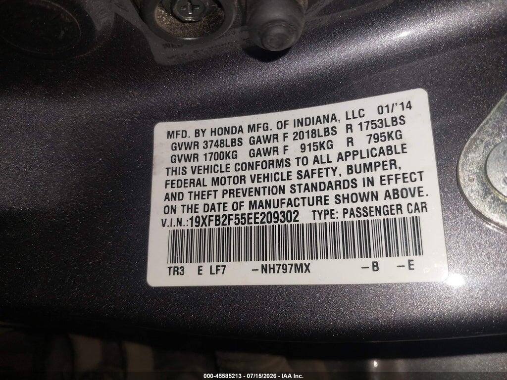 19XFB2F55EE209302 2014 HONDA CIVIC photo no. 9