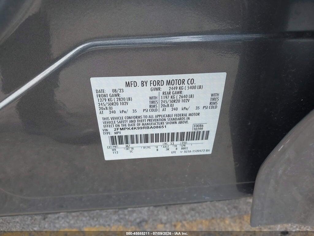2FMPK4K99RBA08651 2024 FORD EDGE photo no. 9
