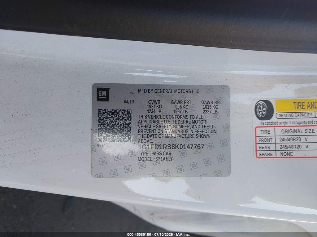 1G1FD1RS8K0147767 2019 CHEVROLET CAMARO photo no. 9