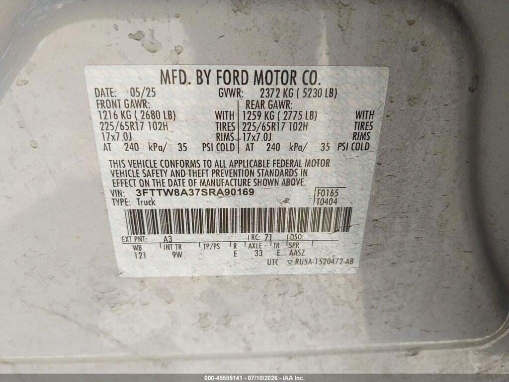 3FTTW8A37SRA90169 2025 FORD MAVERICK photo no. 9