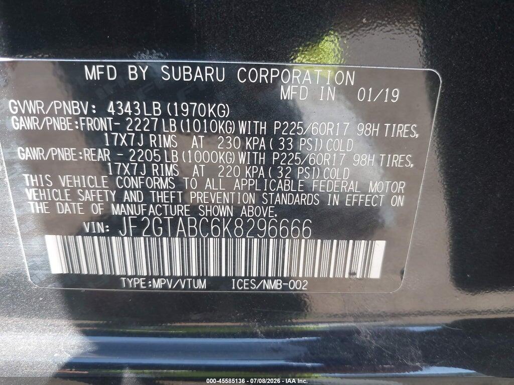 JF2GTABC6K8296666 2019 SUBARU CROSSTREK photo no. 9