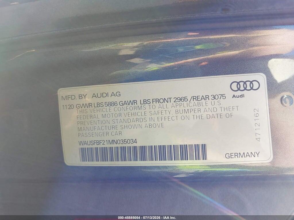WAUSFBF21MN035034 2021 AUDI S7 SPORTBACK photo no. 9