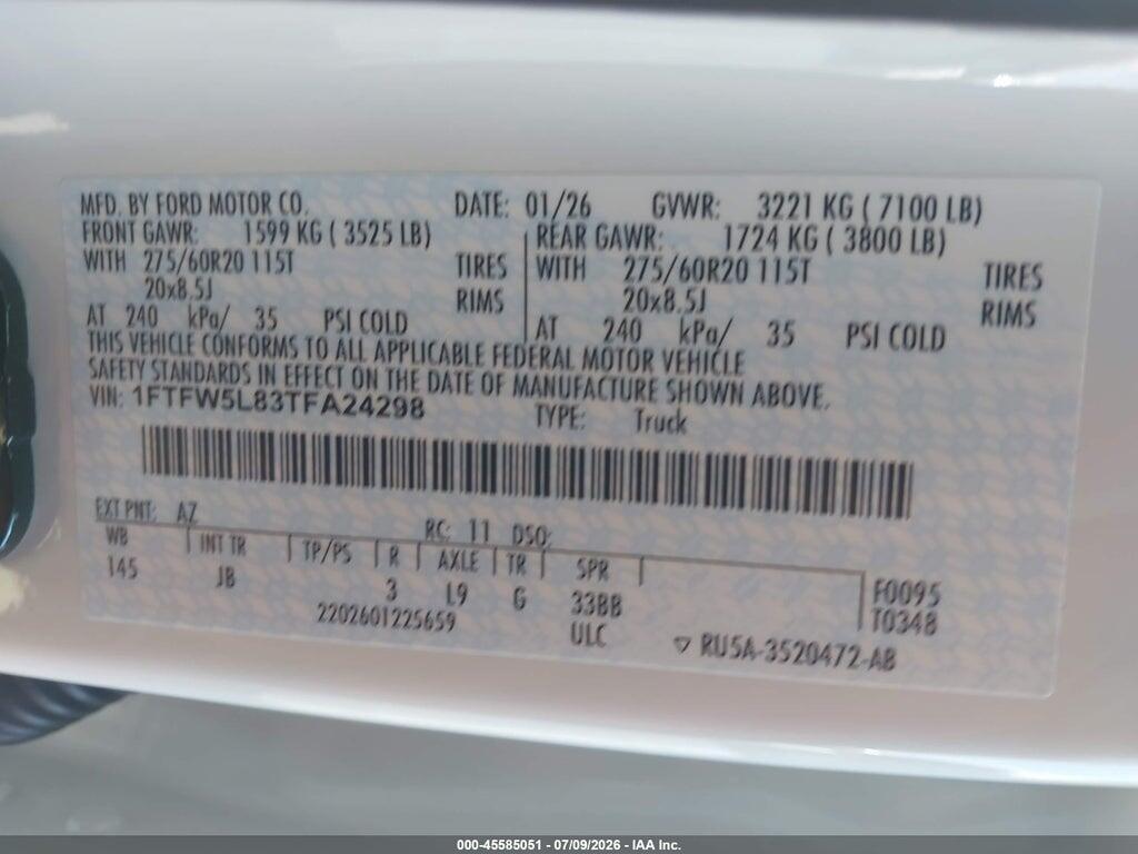 1FTFW5L83TFA24298 2026 FORD F-150 photo no. 9