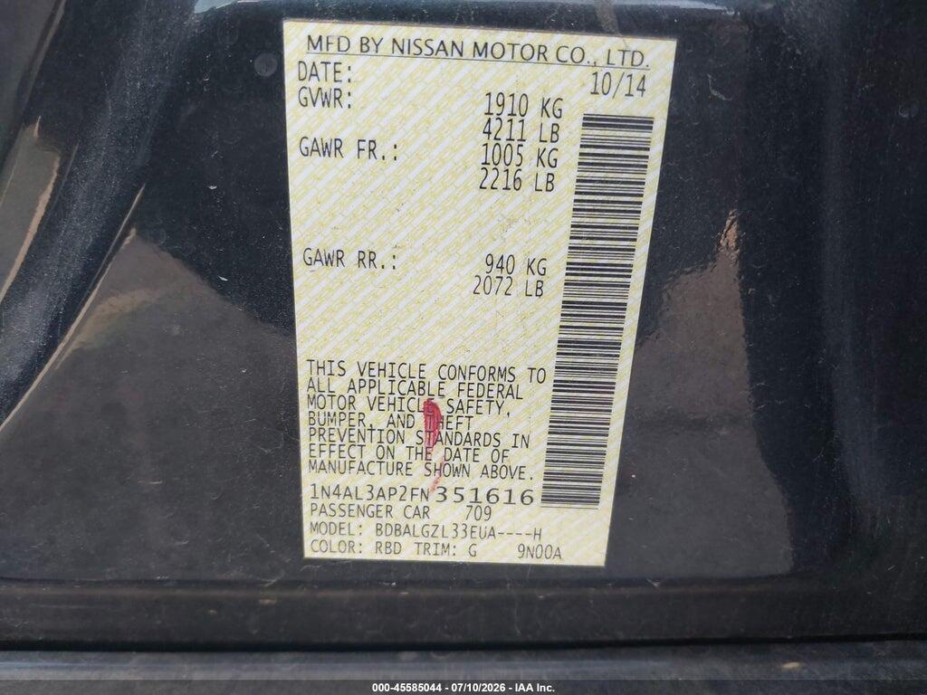 1N4AL3AP2FN351616 2015 NISSAN ALTIMA photo no. 9