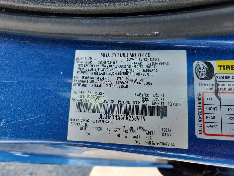 3FAHP0HA6AR258915 2010 FORD FUSION photo no. 12