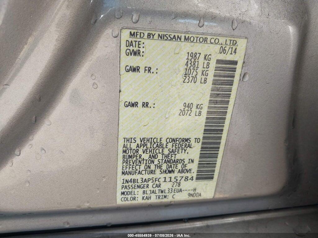 1N4BL3AP5FC115784 2015 NISSAN ALTIMA photo no. 9