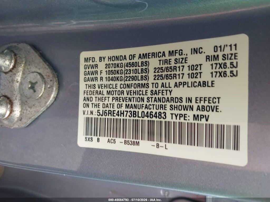 5J6RE4H73BL046483 2011 HONDA CR-V photo no. 9