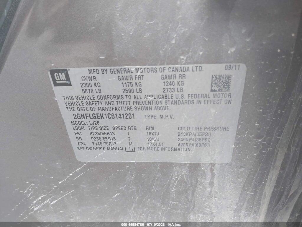 2GNFLGEK1C6141201 2012 CHEVROLET EQUINOX photo no. 9