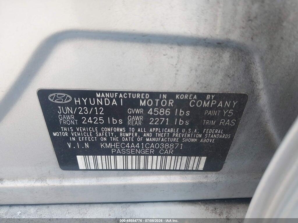 KMHEC4A41CA038871 2012 HYUNDAI SONATA HYBRID photo no. 9