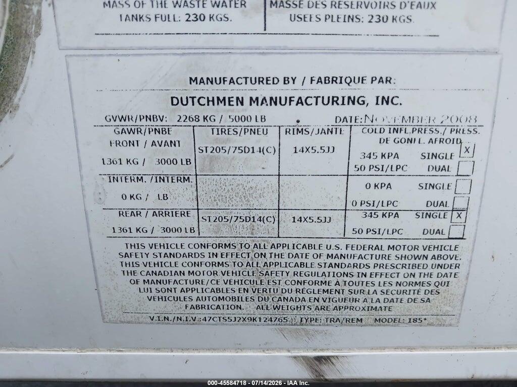 47CTS5J2X9K124765 2009 KODIAK EXPANDABLE photo no. 9