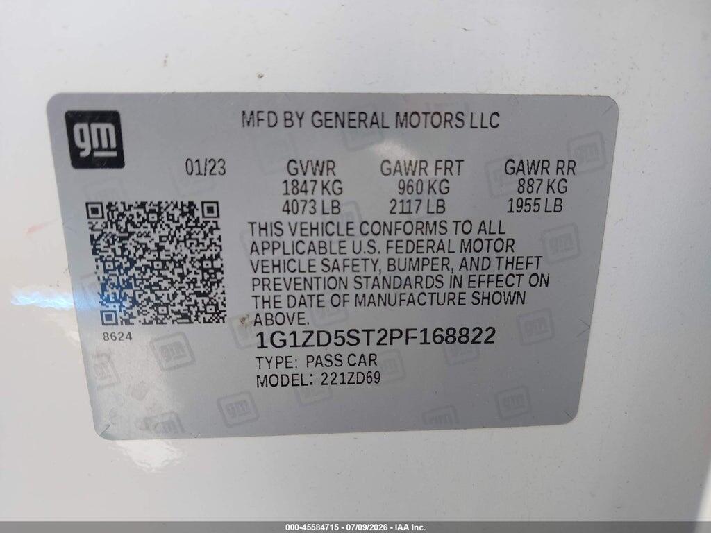 1G1ZD5ST2PF168822 2023 CHEVROLET MALIBU photo no. 9