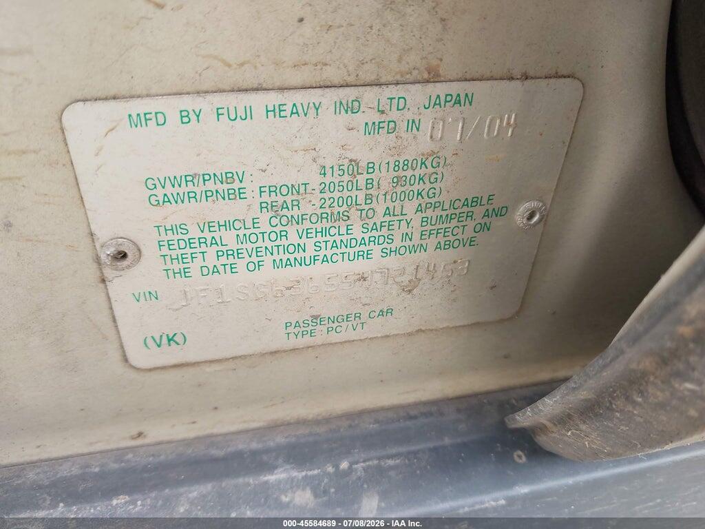 JF1SG63655H721453 2005 SUBARU FORESTER photo no. 9