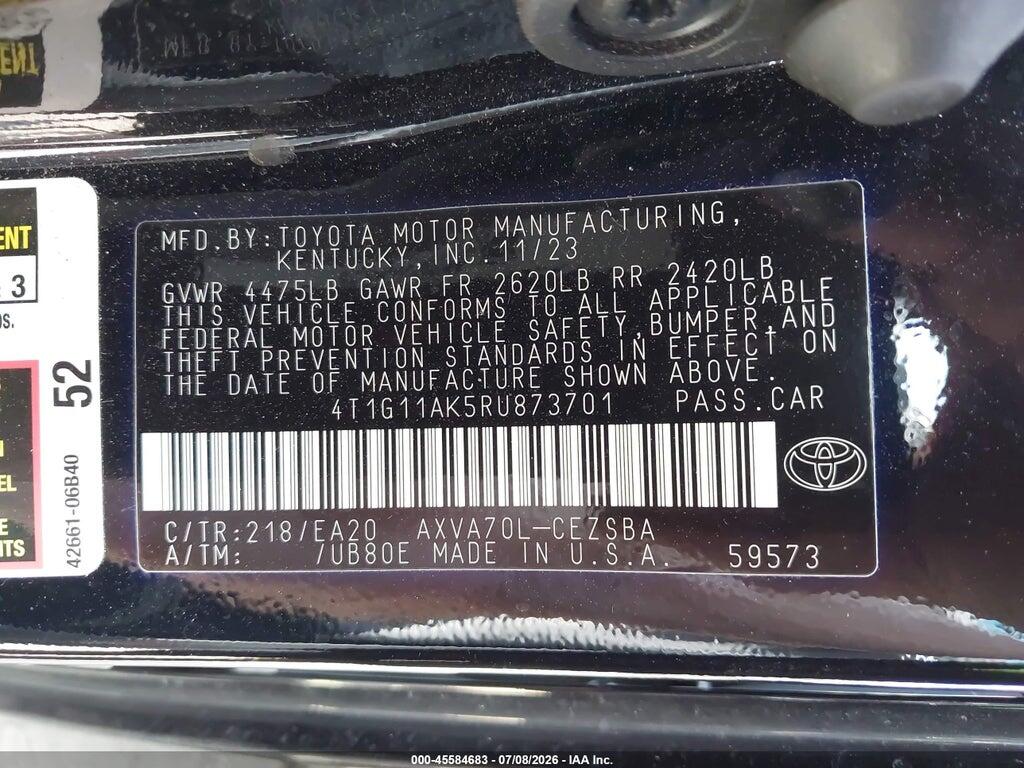 4T1G11AK5RU873701 2024 TOYOTA CAMRY photo no. 9