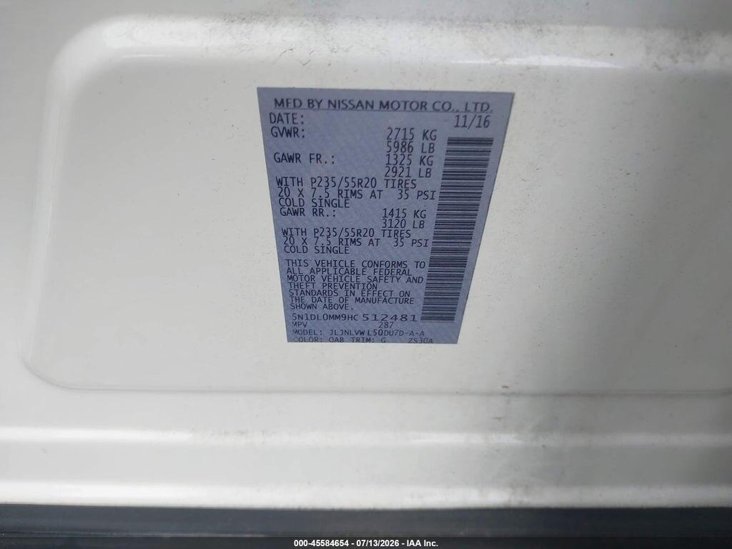 5N1DL0MM9HC512481 2017 INFINITI QX60 photo no. 9