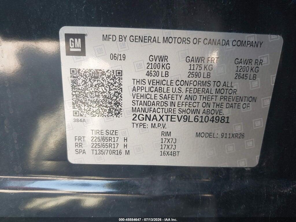2GNAXTEV9L6104981 2020 CHEVROLET EQUINOX photo no. 9